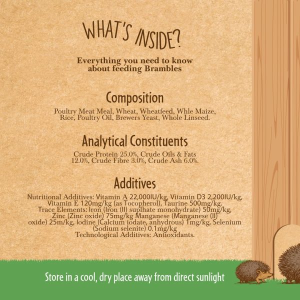 brambles-crunchy-hedgehog-food-7 Brambles Crunchy Hedgehog Food composition, analytical constituents, additives and storage information
