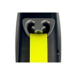 Neon yellow tape feeding through the star shaped tape guide on the Flexi Giant retractable lead casing