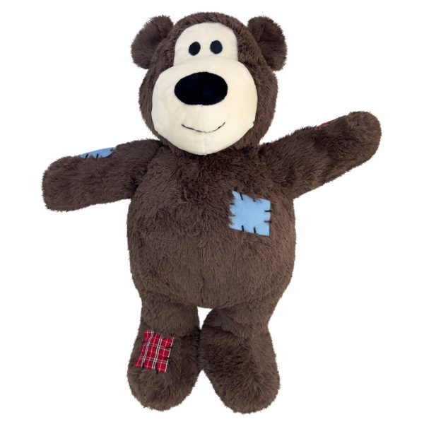 kong-wild-knots-bear-jumbo-xl-3 Brown KONG Wild Knots Bear Jumbo XL with blue and red patches