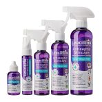 Leucillin Antiseptic Skincare Spray 50ml to 500ml bottles grouped close together, smallest on the left