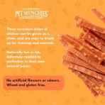 Strips of Pet Munchies chicken and cheese dog treats with small pieces of cheese