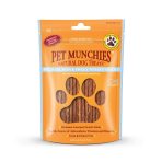 Pet Munchies Wild Salmon & Sweet Potato Sticks 90g resealable dog treat bag