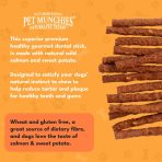 Close-up of Pet Munchies wild salmon and sweet potato dental sticks for dogs