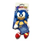 6 inch Sonic the Hedgehog festive plush dog toy on backing card